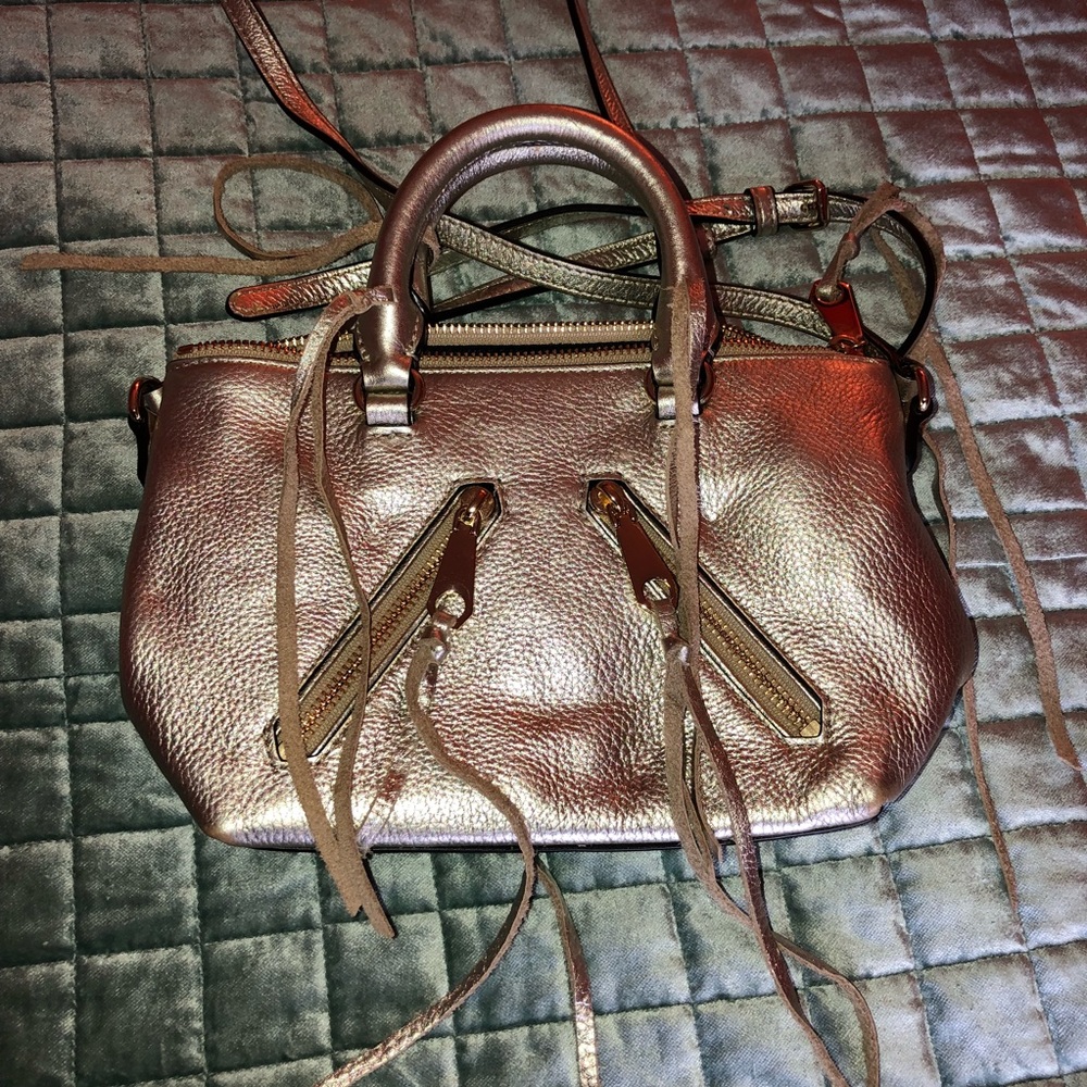 Rebecca Minkoff Micro Moto Crossbody in Light Gold